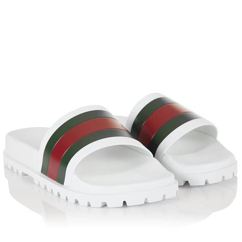 gucci mens white slides|discount gucci slides for men.